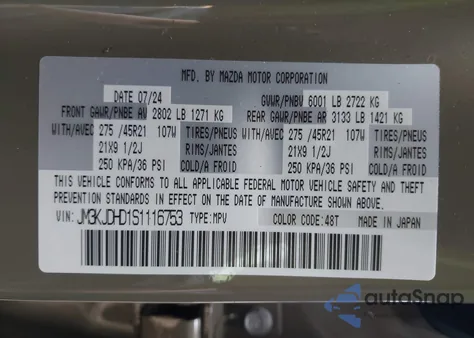 2025 Mazda Cx-70 3.3 Turbo Premium Package from USA, damaged, VIN JM3KJDHD1S1116753